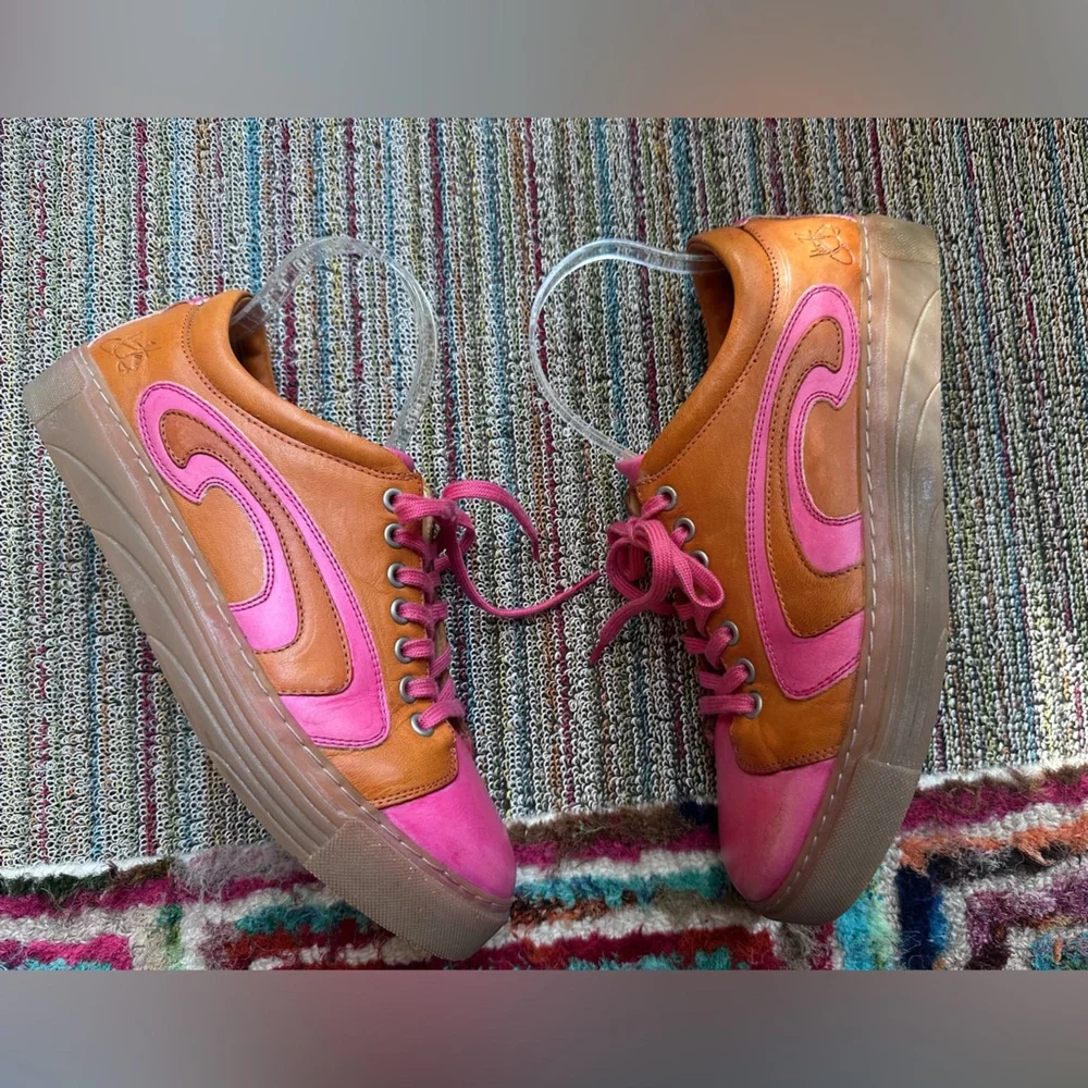 SOLD!! Fluevog  LoPro Fakie pink/orange swirl leather sneaker-M9/W11 (fits LG) - Picture 8 of 16